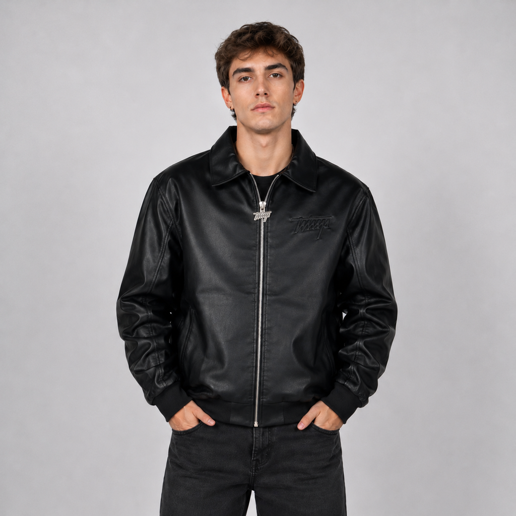 Chaqueta Whatup Hombre Eco Cuero Full Black