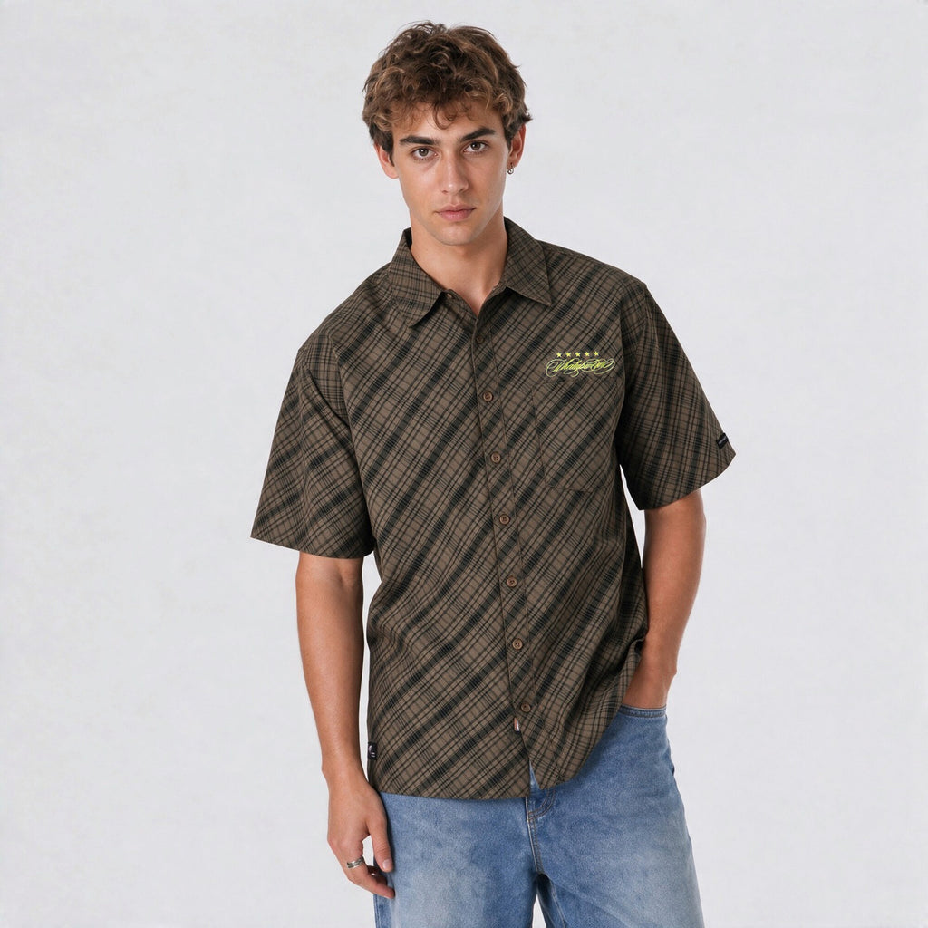 Camisa Cuadros Oversize Box Café