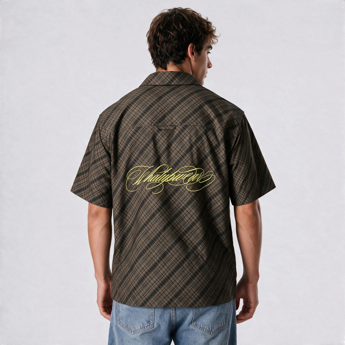 Camisa Cuadros Oversize Box Café
