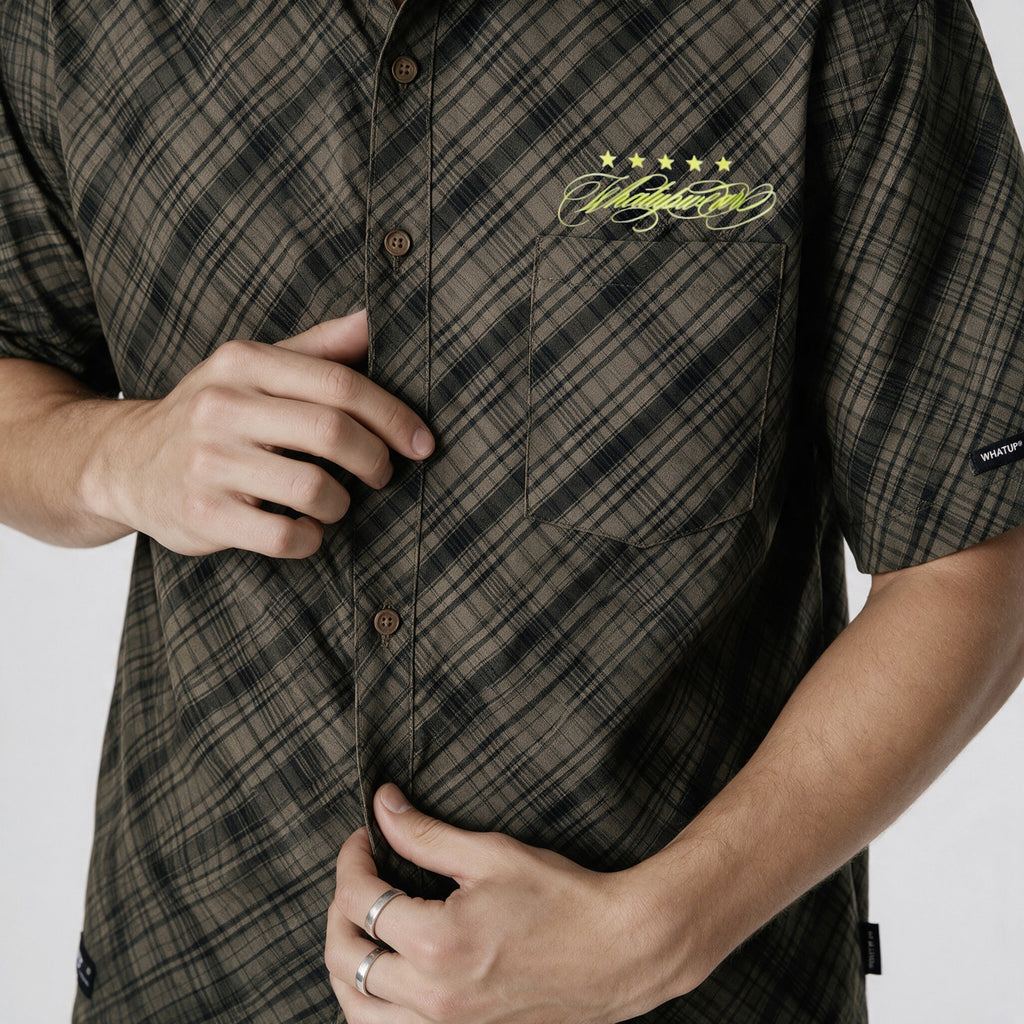 Camisa Cuadros Oversize Box Café