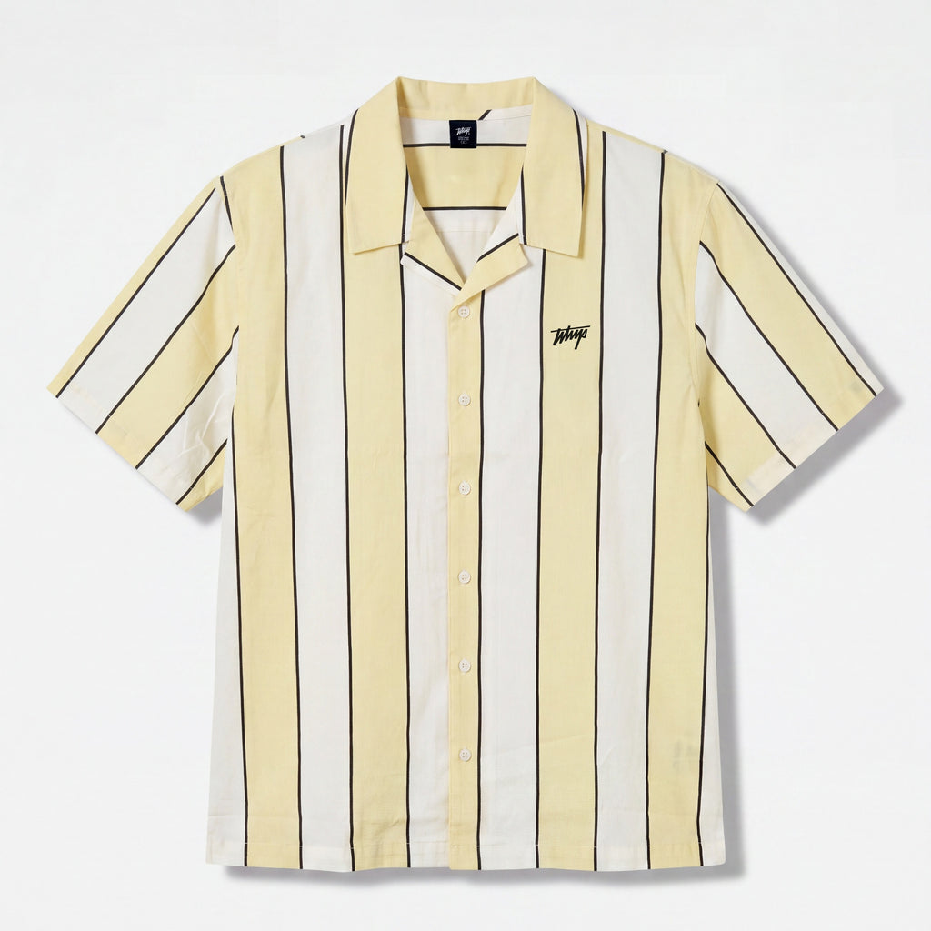 Camisa WhatUp Men Stripes Boxy Beige White
