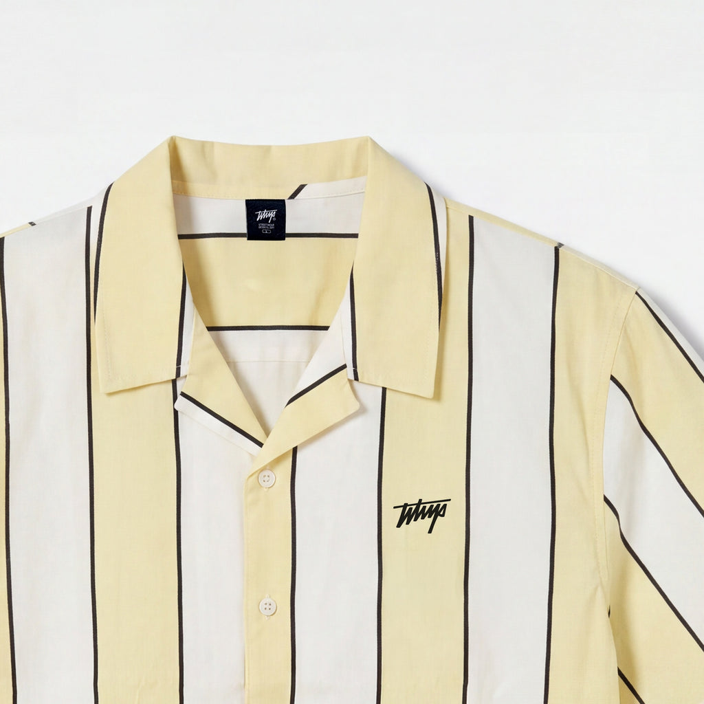 Camisa WhatUp Men Stripes Boxy Beige White