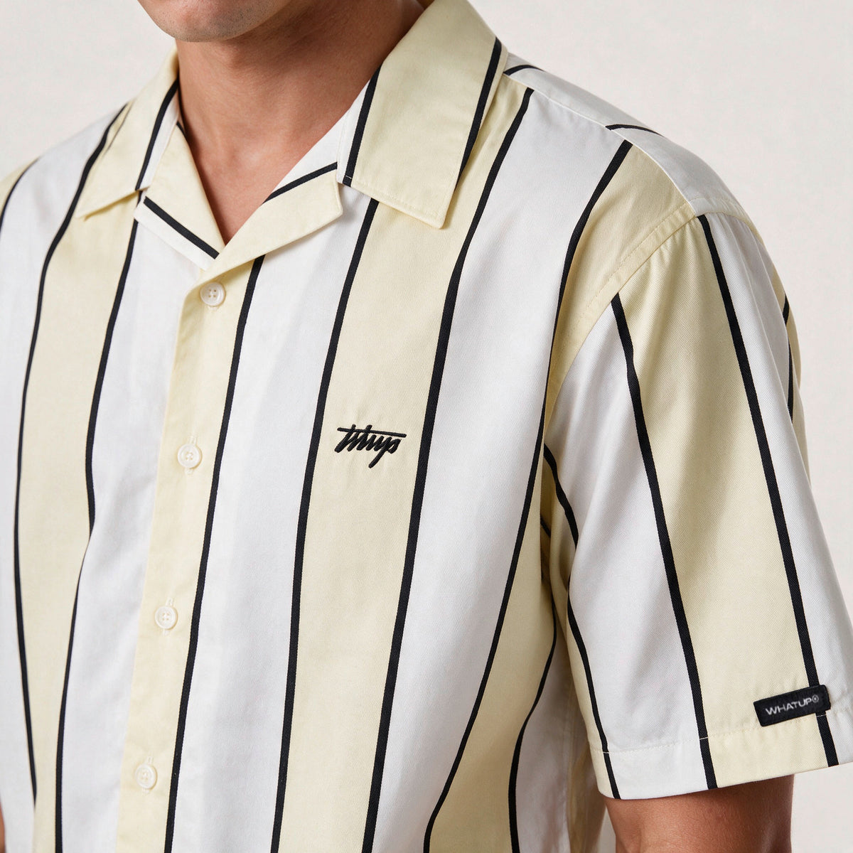 Camisa Stripes Oversize Box Beige Blanco