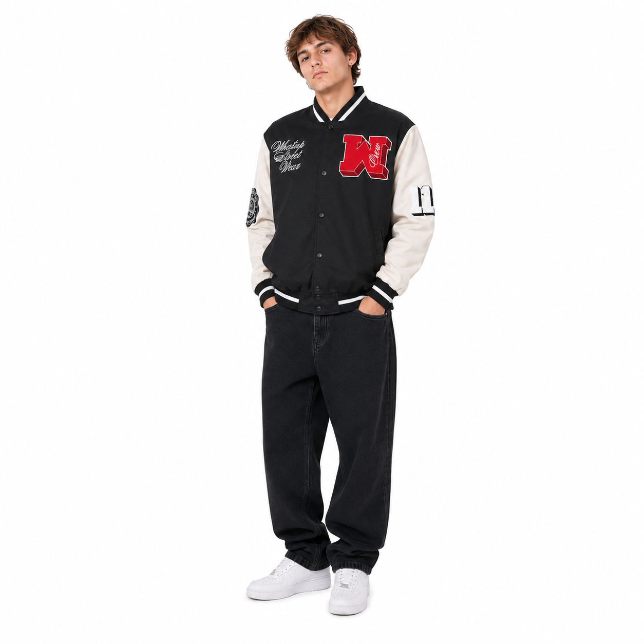 Chaqueta WHATUP Varsity Hombre I2360 Negro
