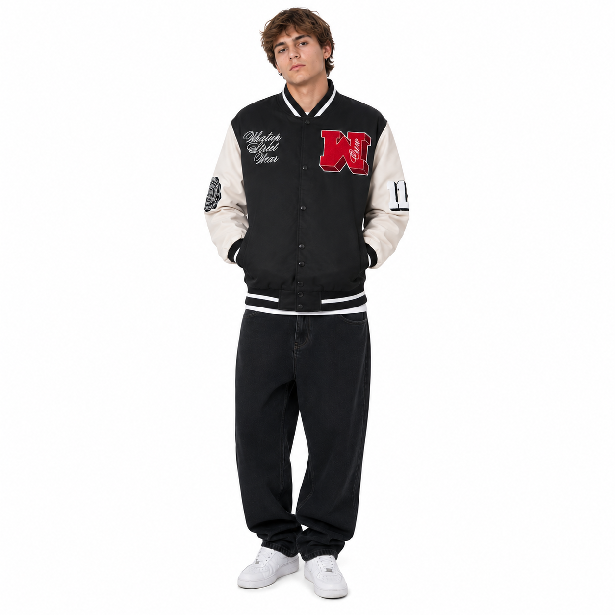 Chaqueta WHATUP Varsity Hombre I2360 Negro
