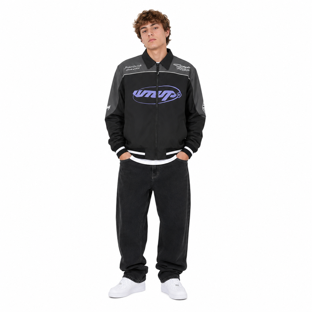 Chaqueta Full Zipper Black Gray Purple