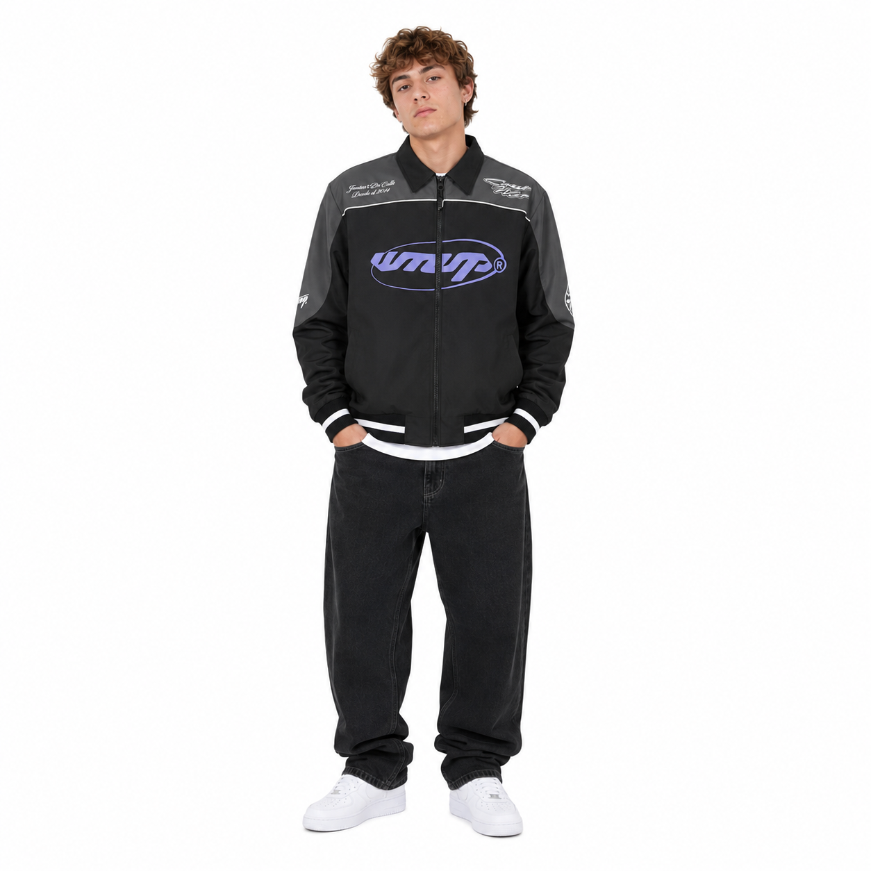 Chaqueta Full Zipper Black Gray Purple