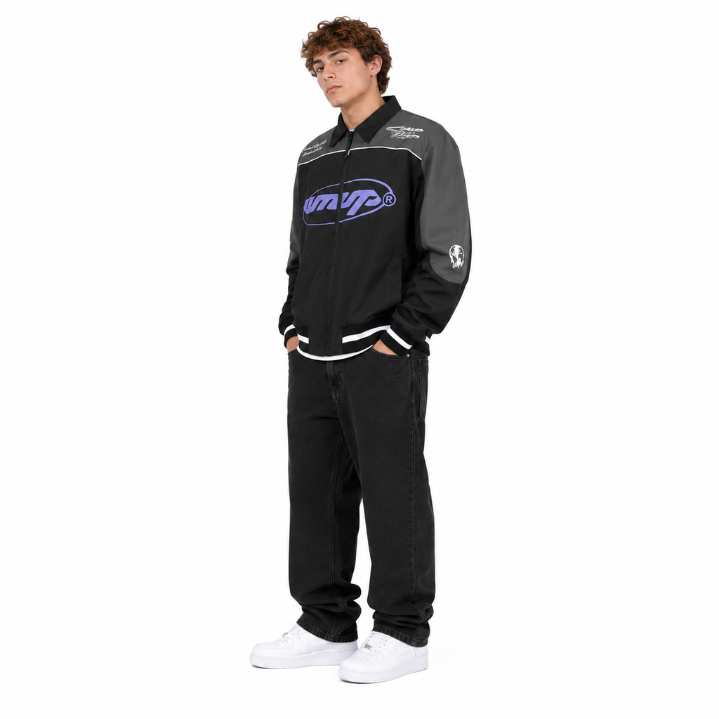Chaqueta Full Zipper Black Gray Purple