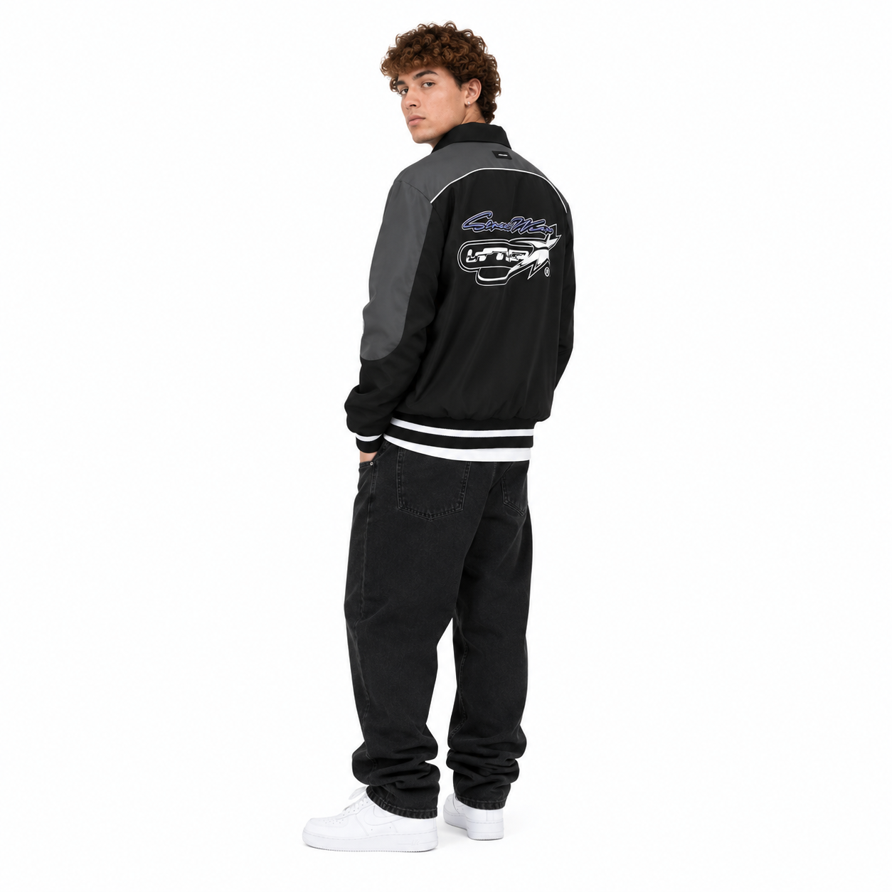 Chaqueta Full Zipper Black Gray Purple