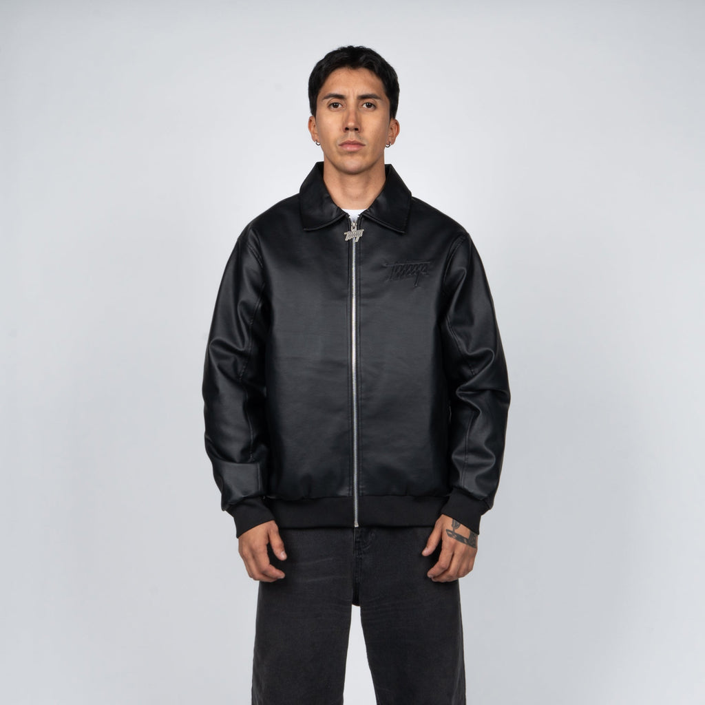 Chaqueta Whatup Hombre Eco Cuero Full Black