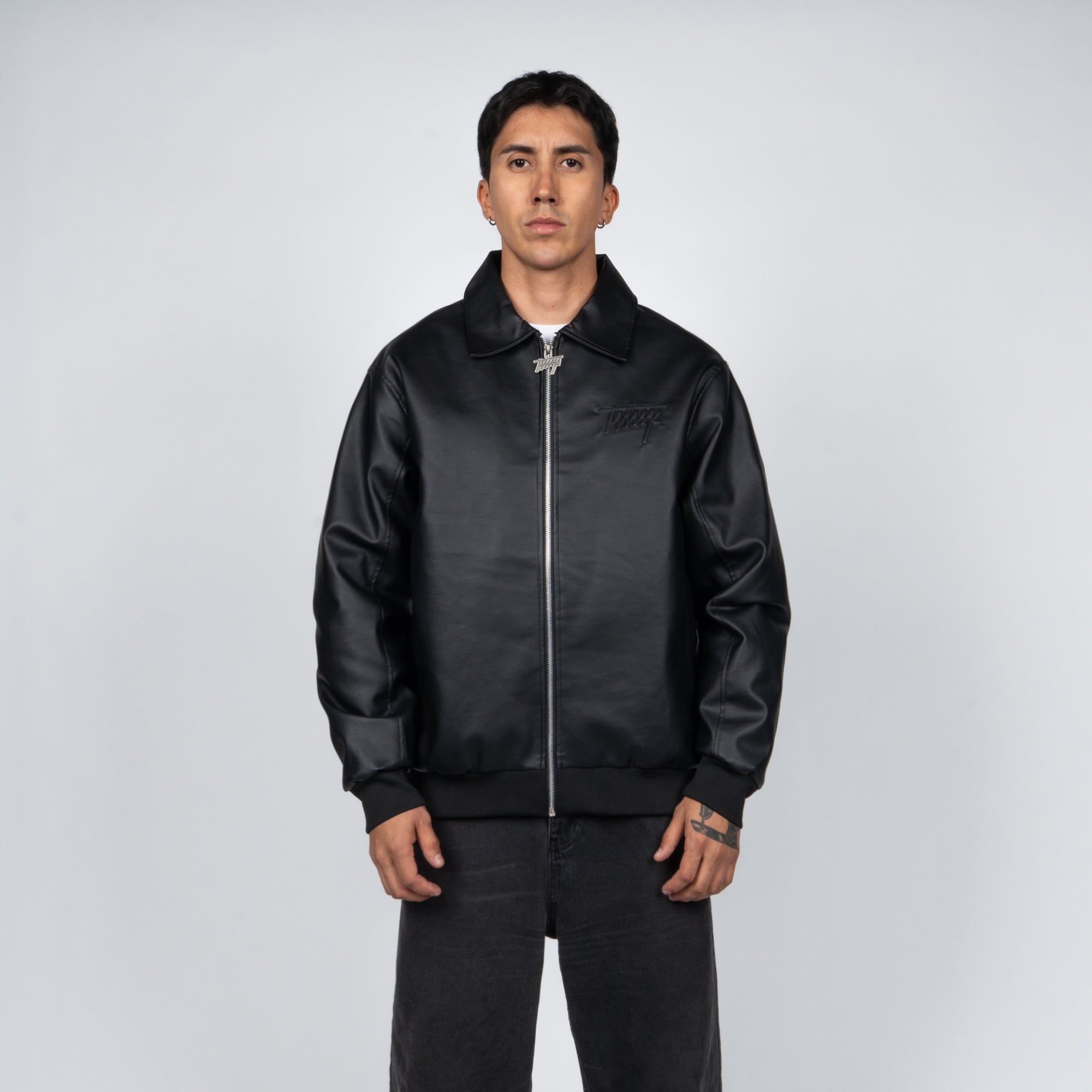 Chaqueta Whatup Hombre Eco Cuero Full Black