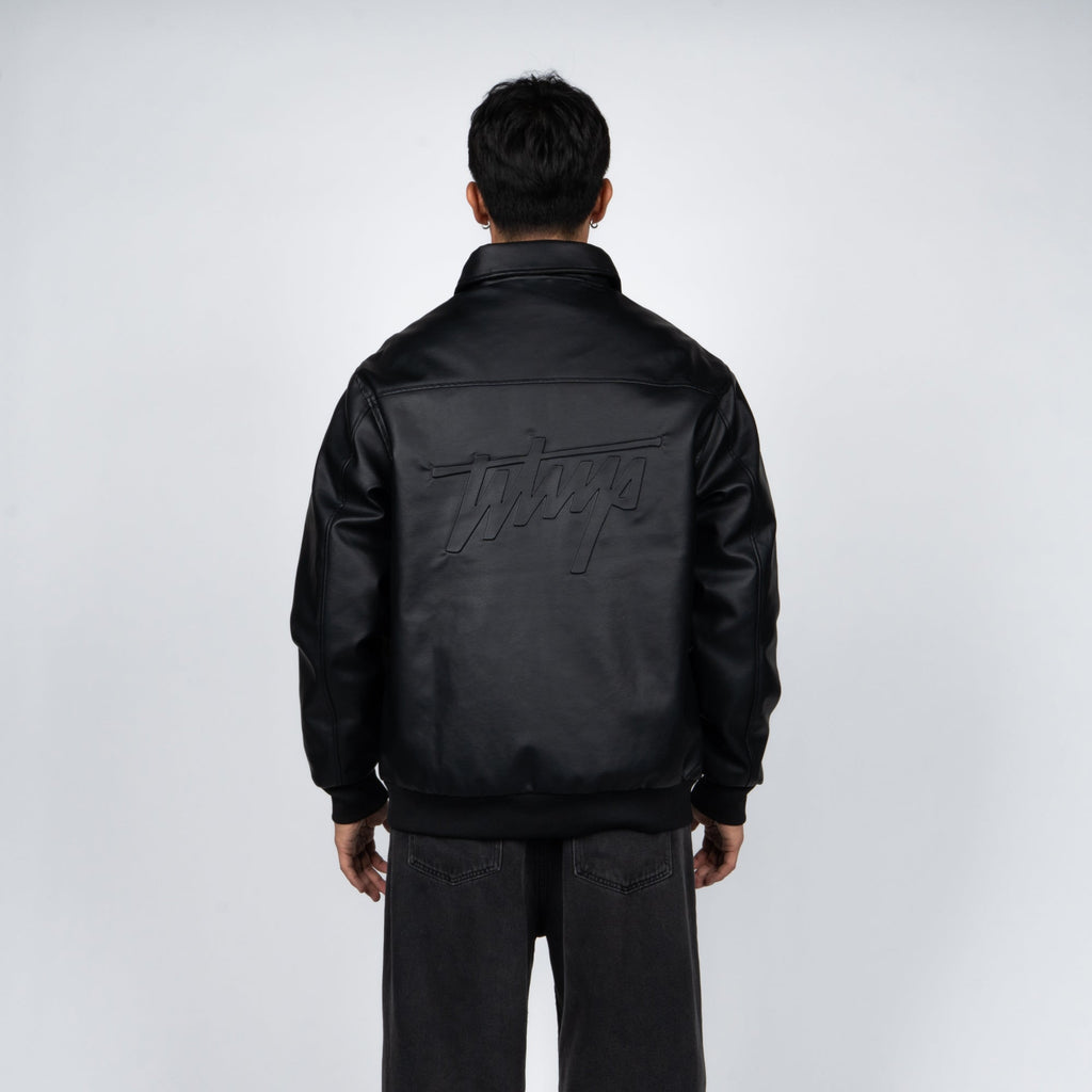 Chaqueta Whatup Hombre Eco Cuero Full Black