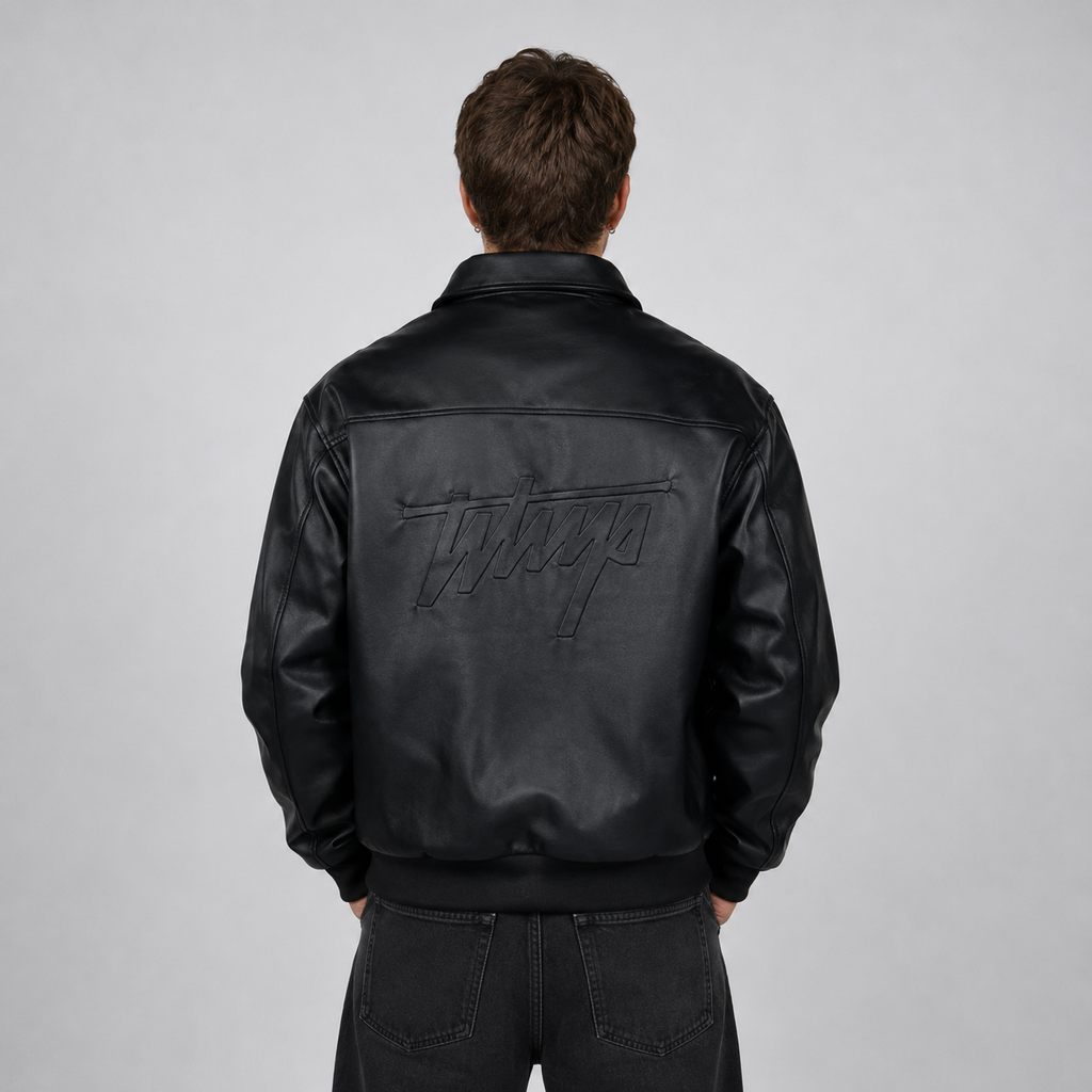 Chaqueta Whatup Hombre Eco Cuero Full Black