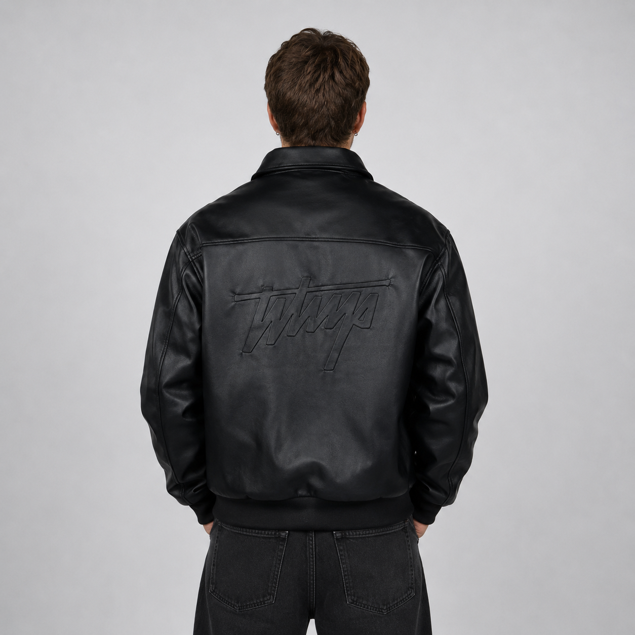 Chaqueta Whatup Hombre Eco Cuero Full Black