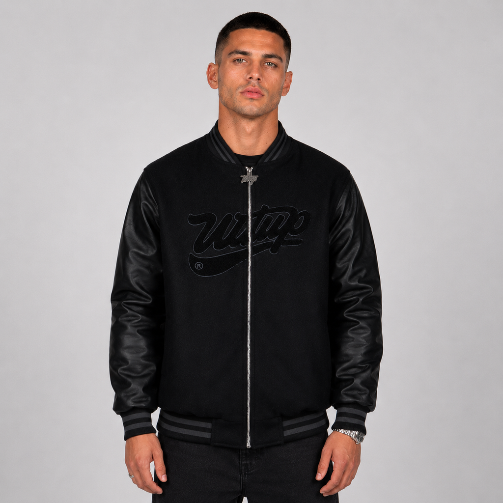 Chaqueta Whatup Hombre Varsity Full Zipper Black
