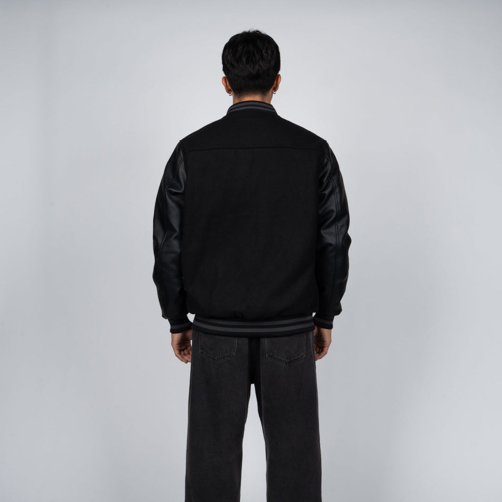 Chaqueta Whatup Hombre Varsity Full Zipper Black