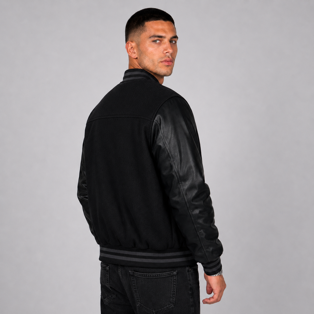 Chaqueta Whatup Hombre Varsity Full Zipper Black