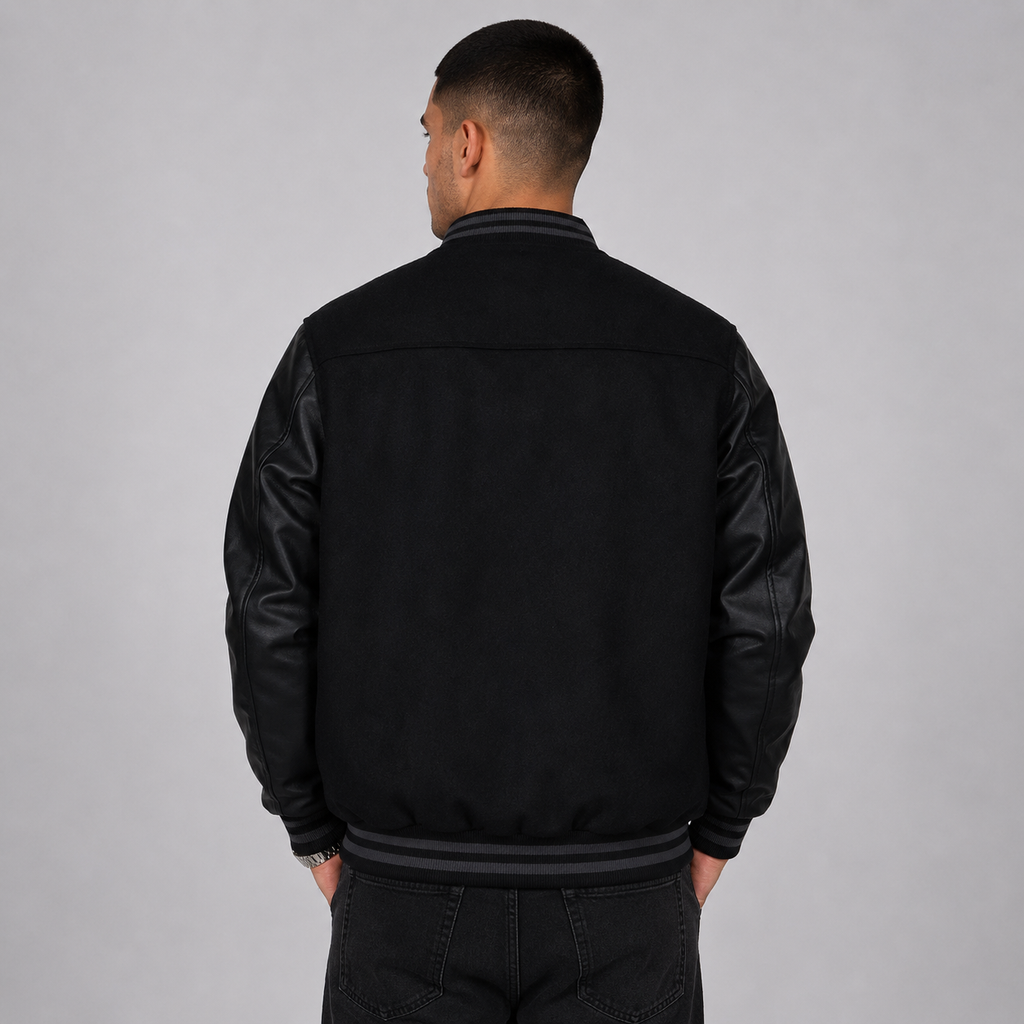 Chaqueta Whatup Hombre Varsity Full Zipper Black