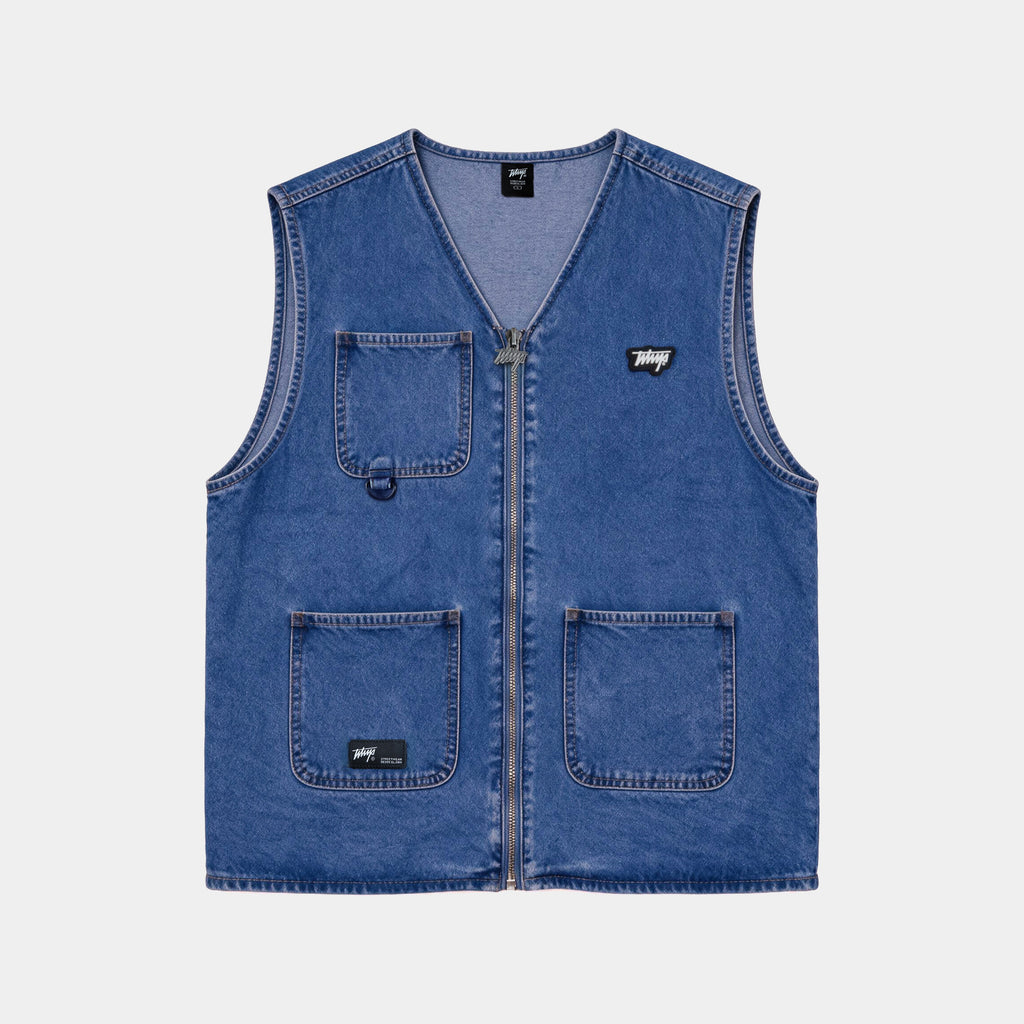 Denim Vest Regular Full Zipper Celeste
