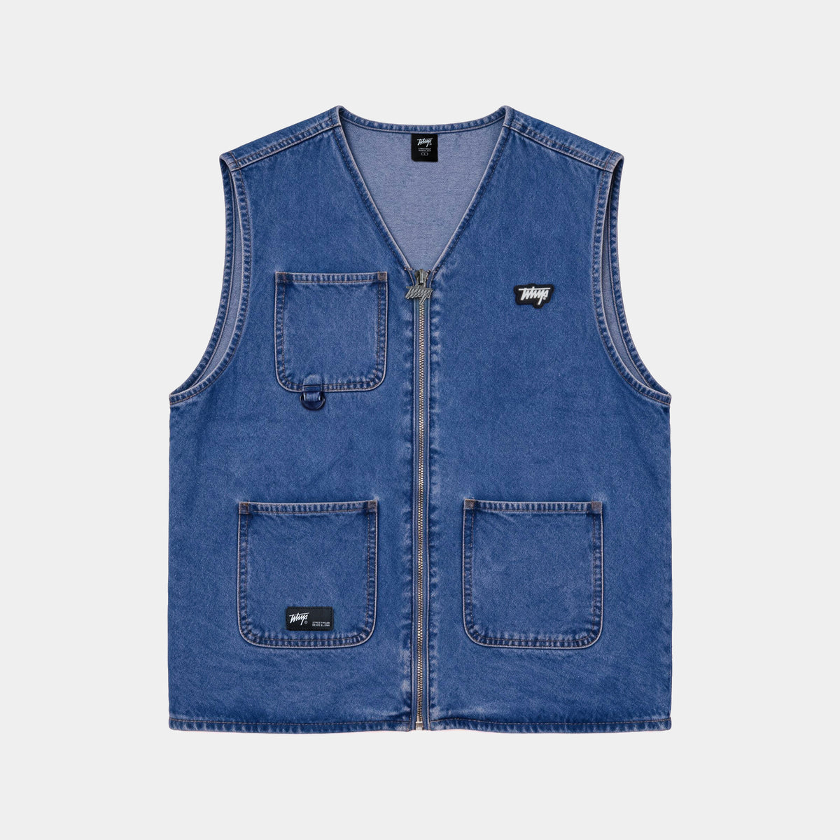 Denim Vest Regular Full Zipper Celeste