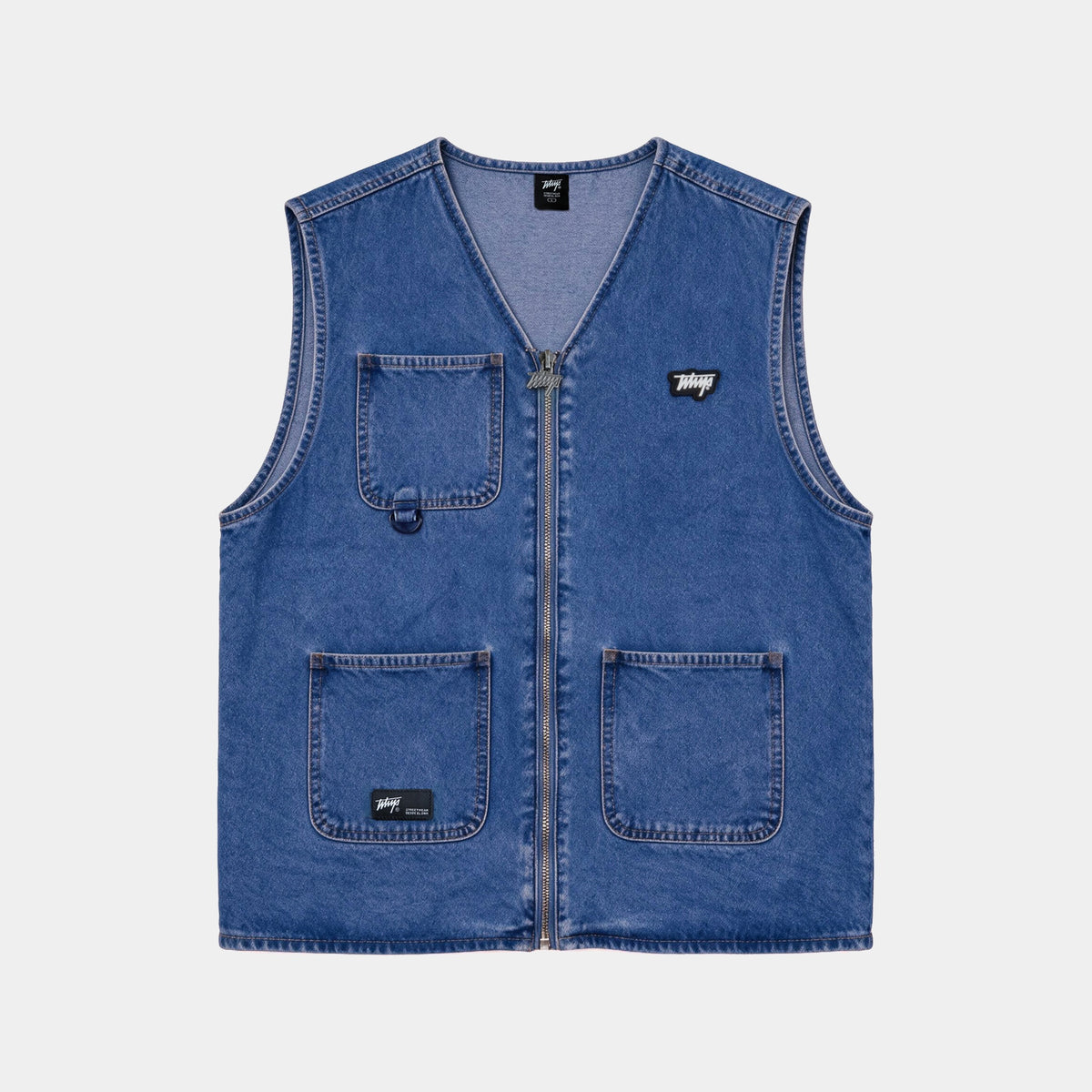 Denim Vest Regular Full Zipper Celeste
