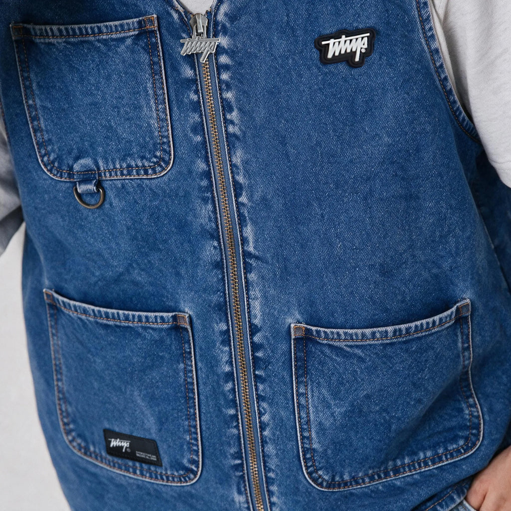 Denim Vest Regular Full Zipper Celeste