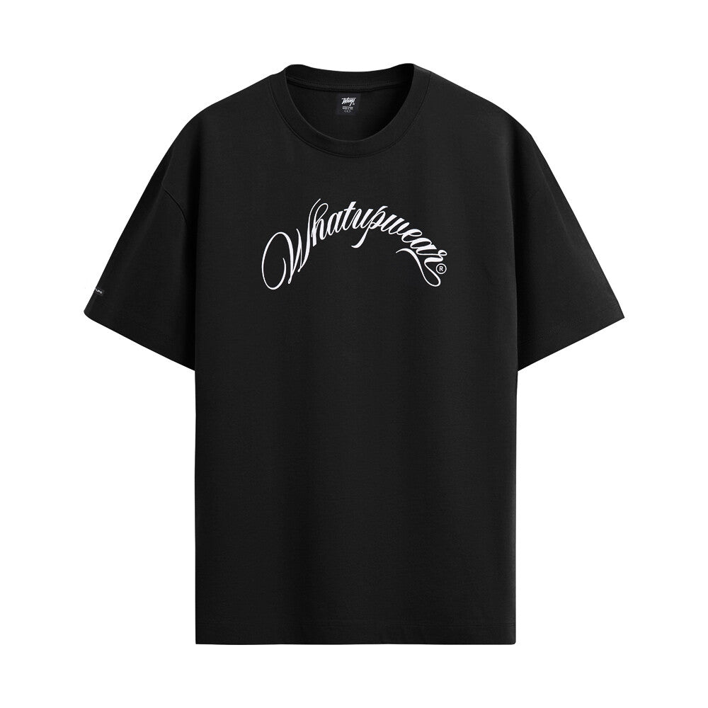 Polera Whatup Hombre Black Handwritten White