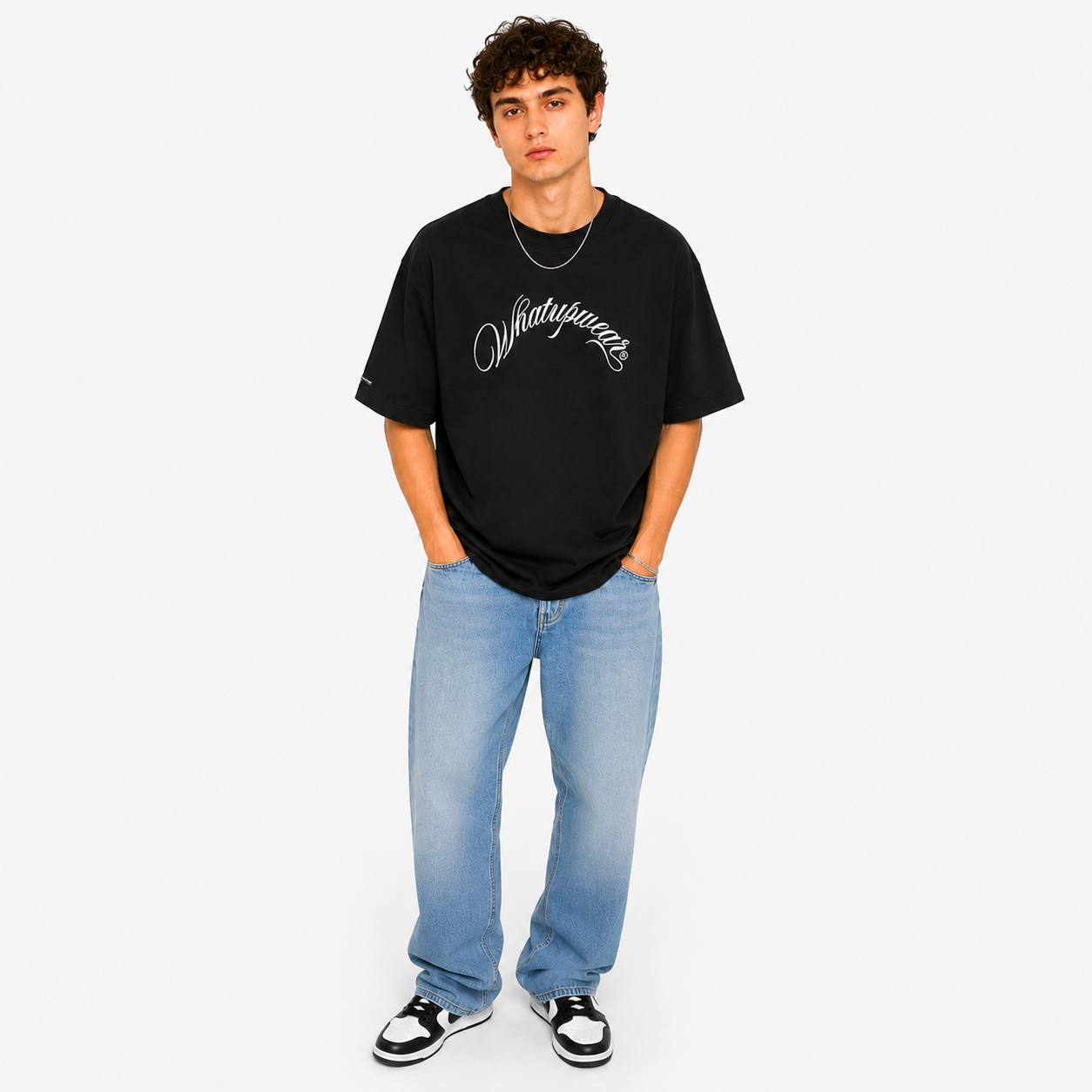 Polera Whatup Hombre Black Handwritten White