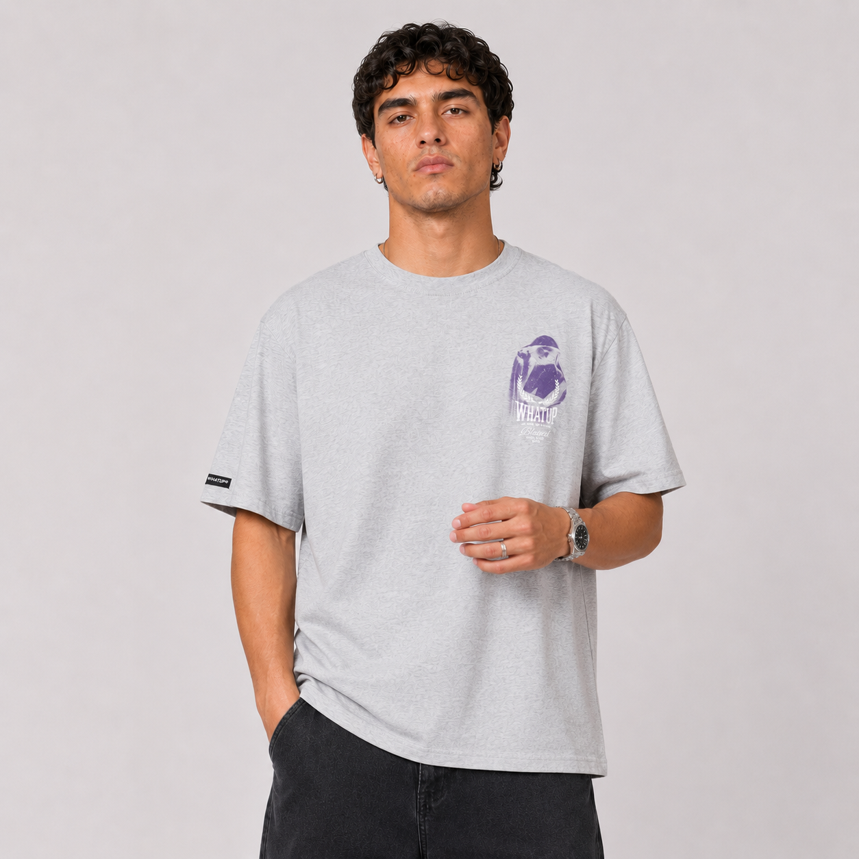 Polera Whatup Men Holy Marie Grey