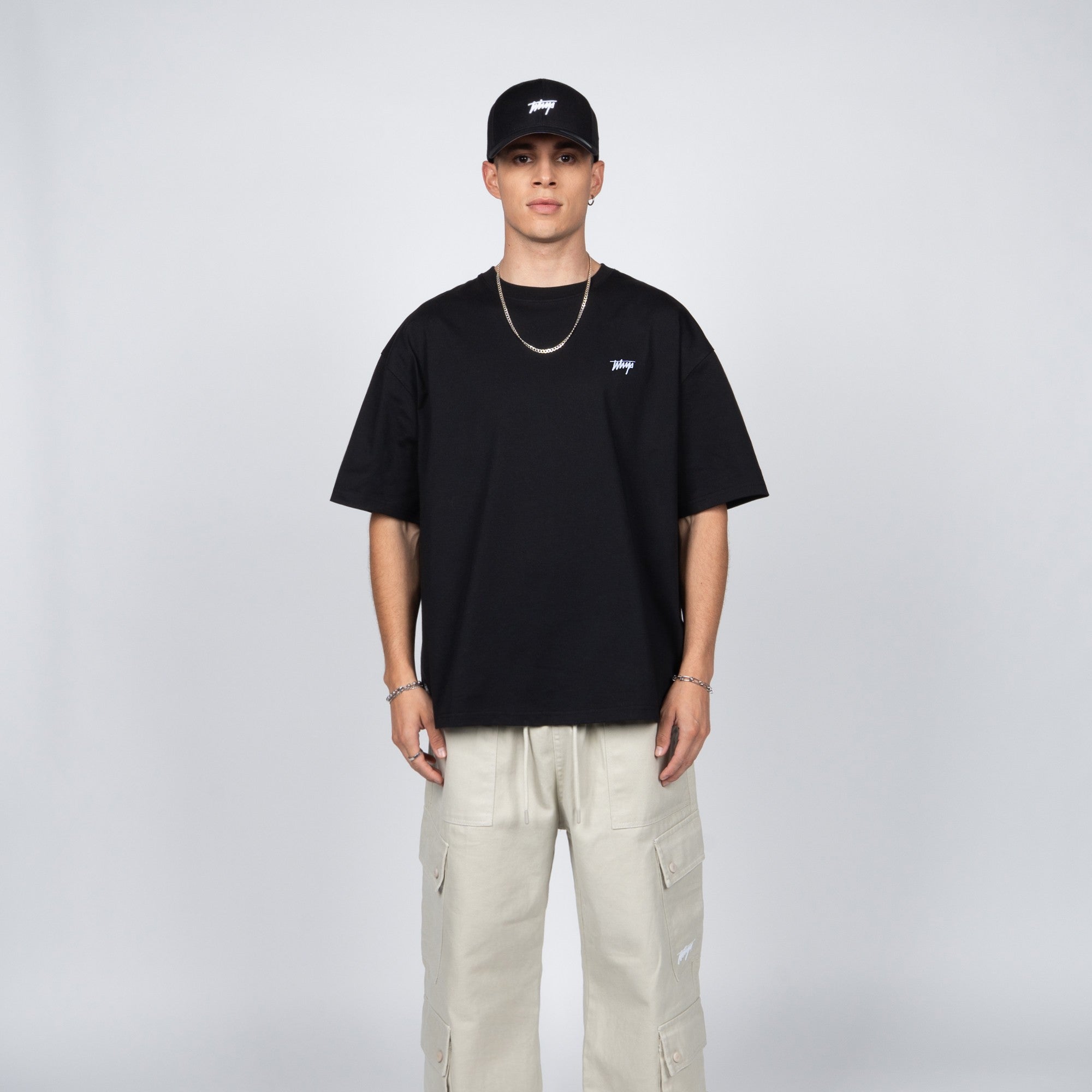 Polera WhatUp Classic Tiny Icon Black White
