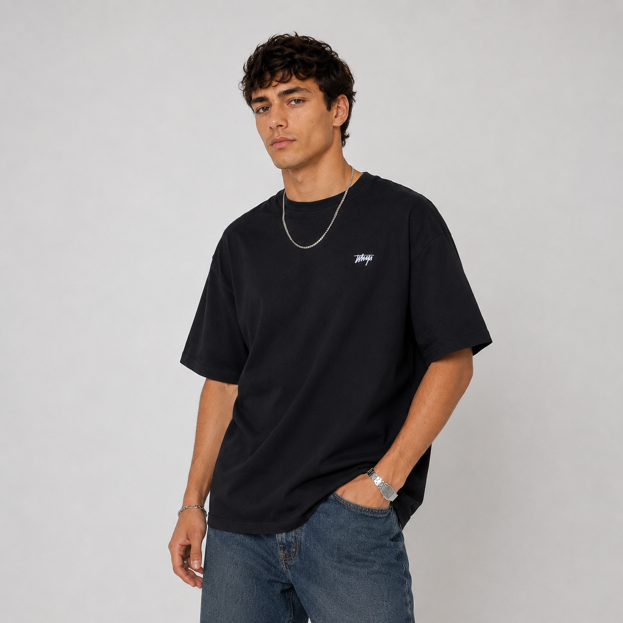 Polera WhatUp Classic Tiny Icon Black White