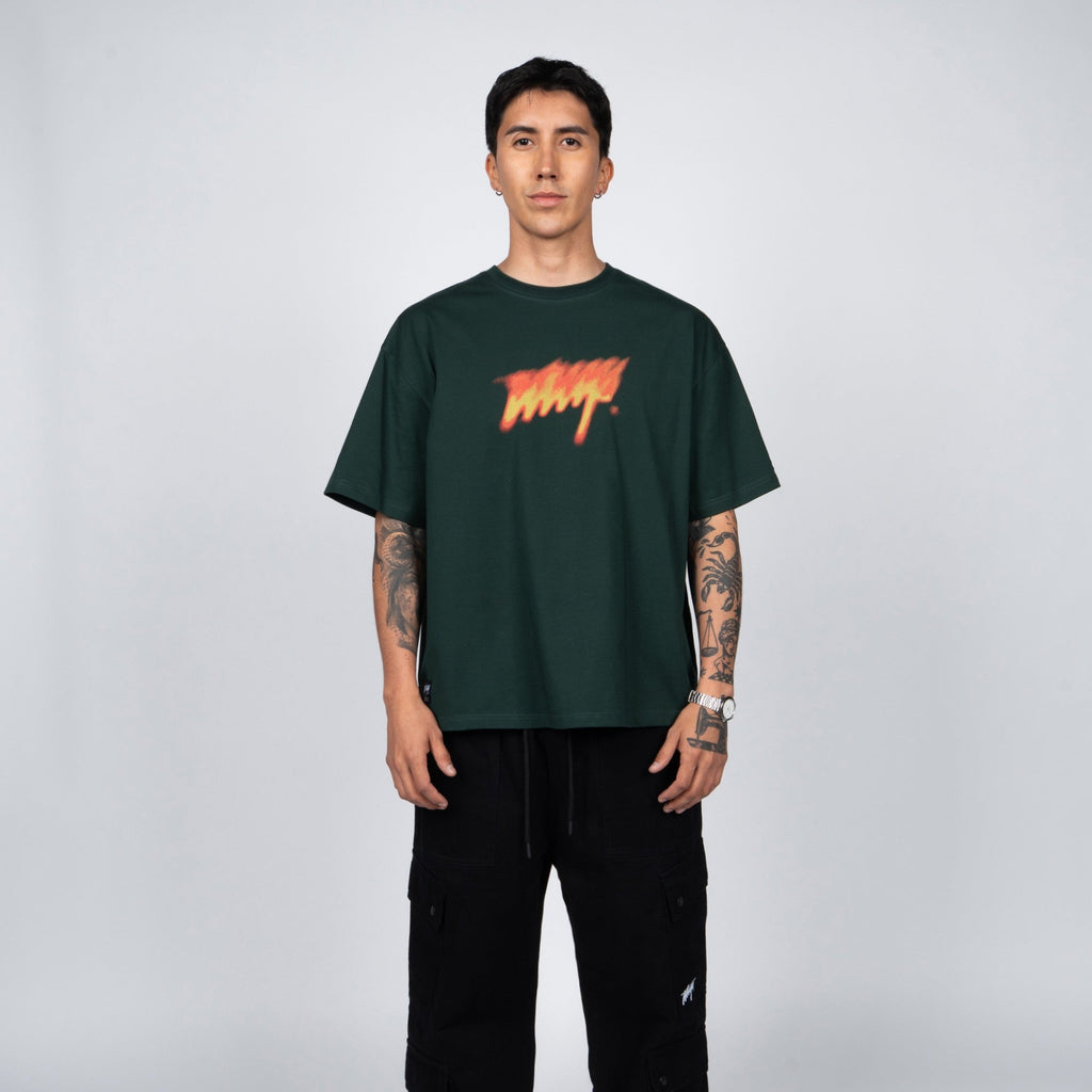 Polera WhatUp Flame Logo Green