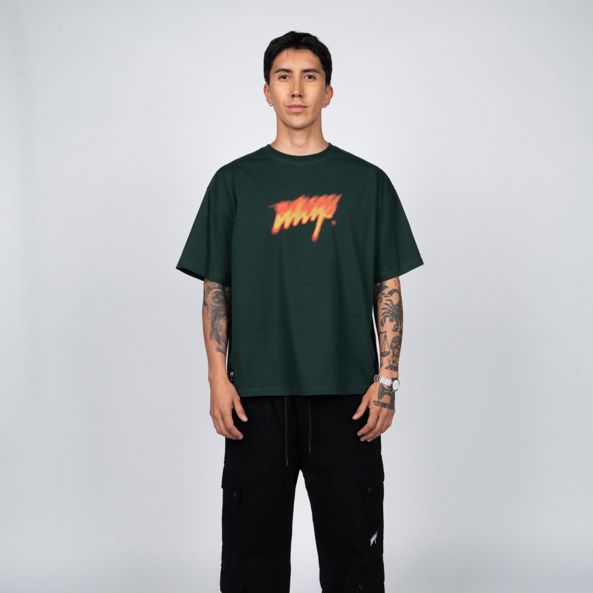 Polera WhatUp Flame Logo Green