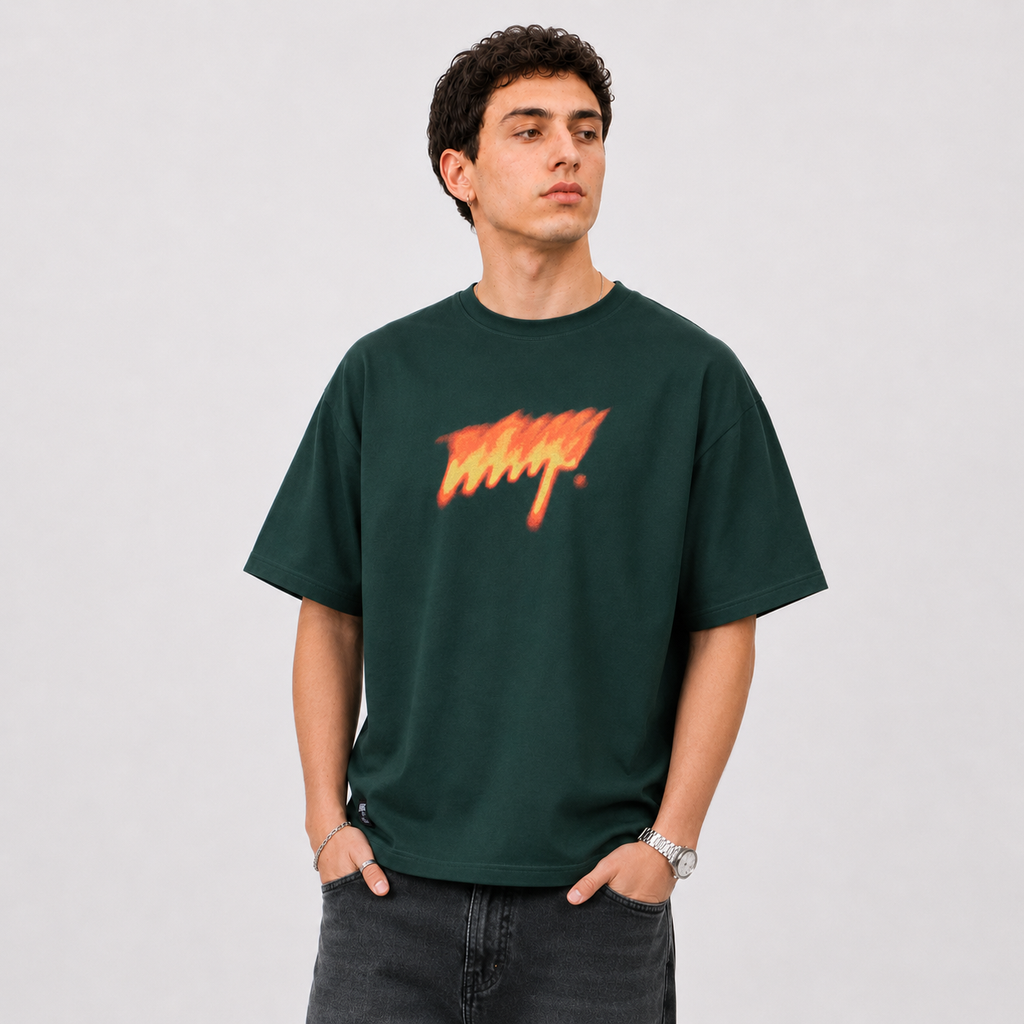 Polera WhatUp Flame Logo Green
