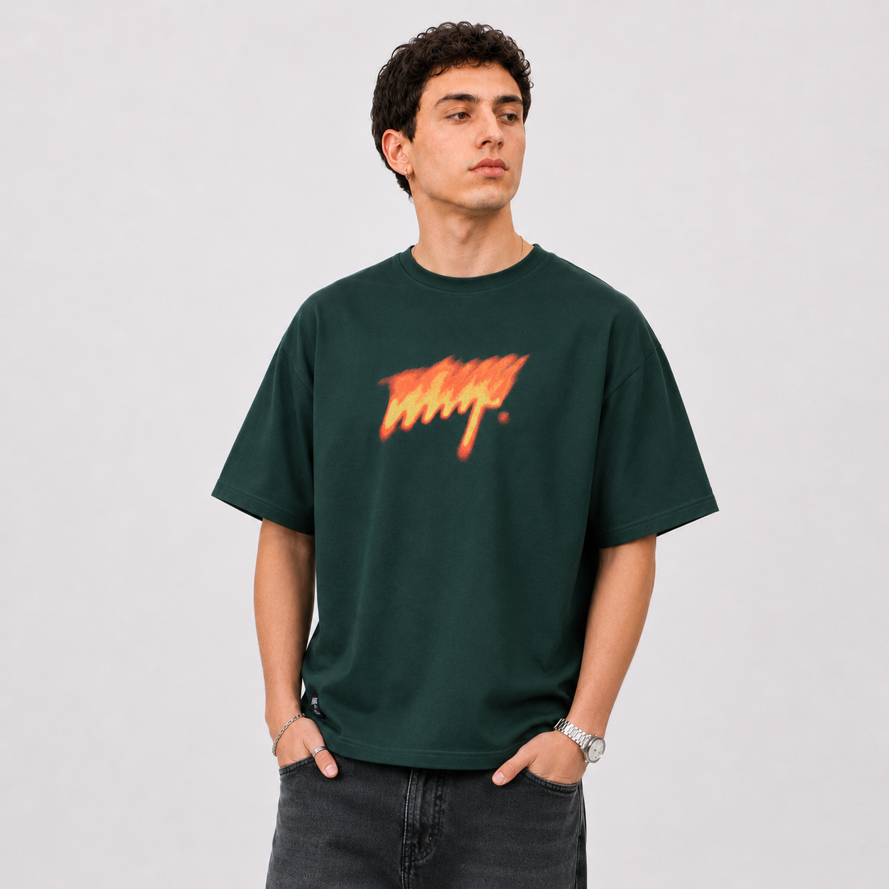 Polera WhatUp Flame Logo Green