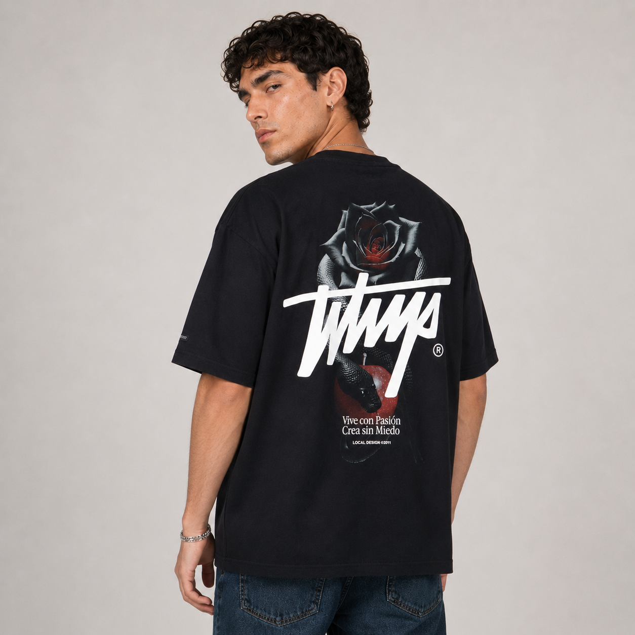 Polera WhatUp Rose and Snake Black