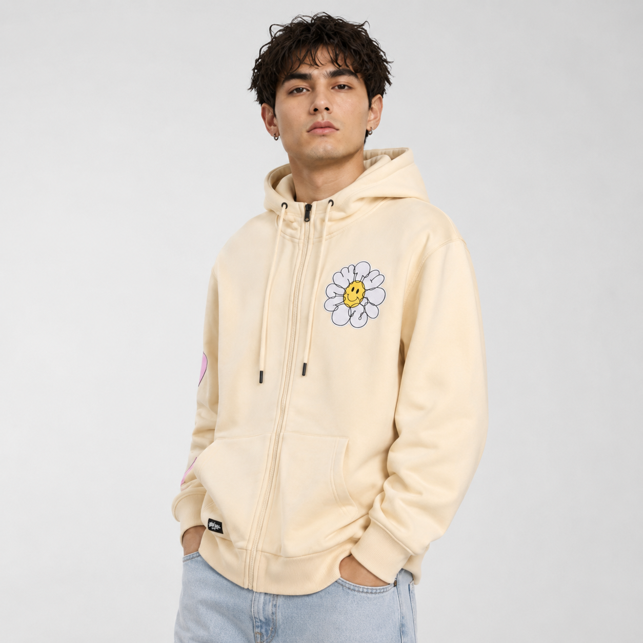 Polerón Men P & L Beige Full Zipper