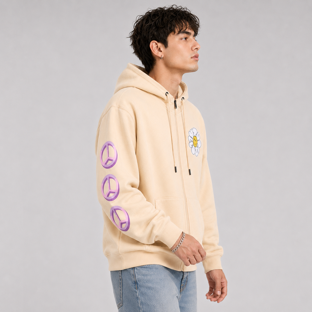Polerón Men P & L Beige Full Zipper