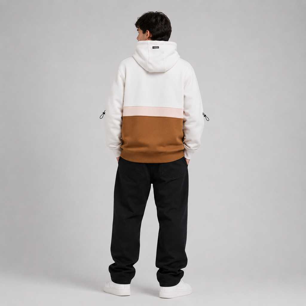 Poleron Men Block Half Zip Cream