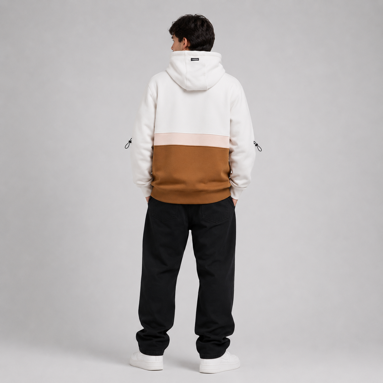 Poleron Men Block Half Zip Cream