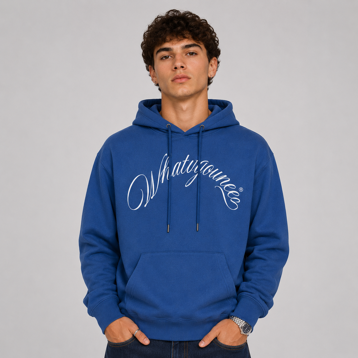 Polerón Whatup Hombre Hoodie Logo Blue