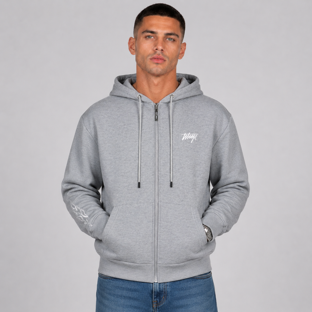 Polerón Whatup Hombre Full Zipper Flame Grey