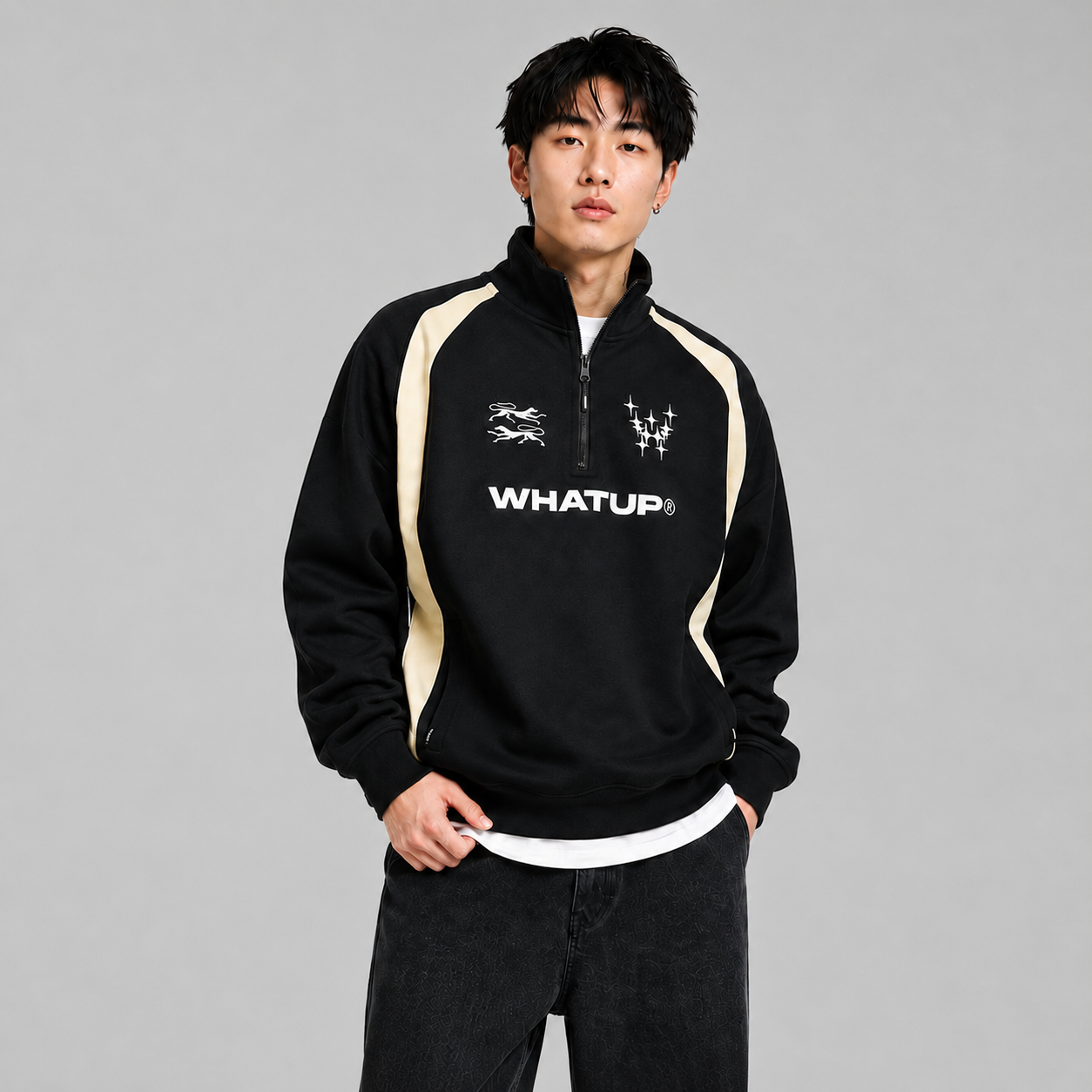 Polerón Whatup Hombre Half Zipp Black Core