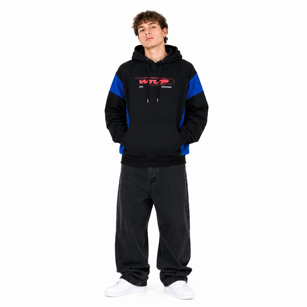 Polerón WhatUp Hombre Hoodie Black Blue Red