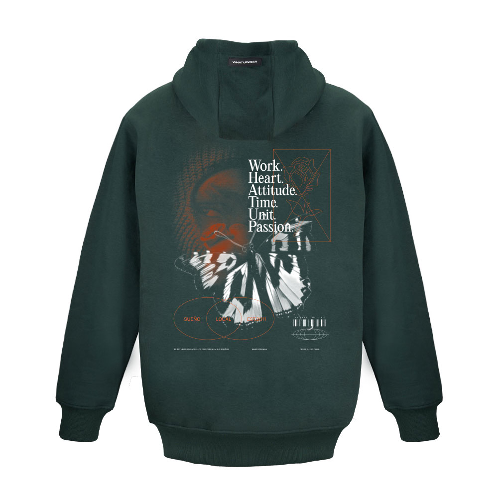 Polerón Whatup Hombre Hoodie Butterfly Green