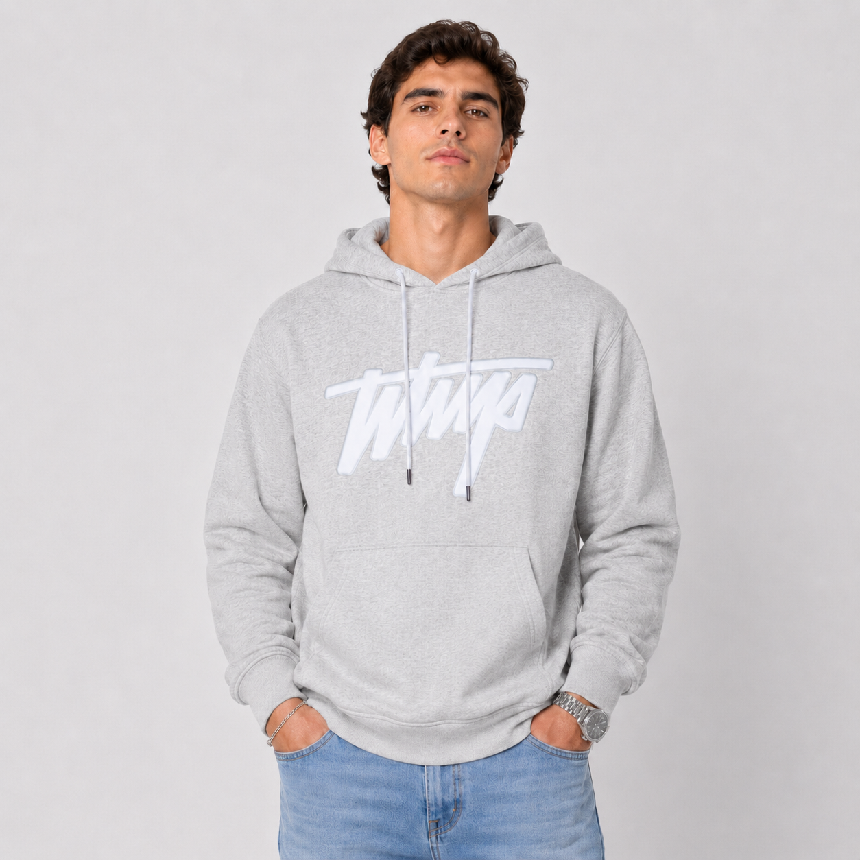 Polerón Whatup Hombre Hoodie Logo Grey