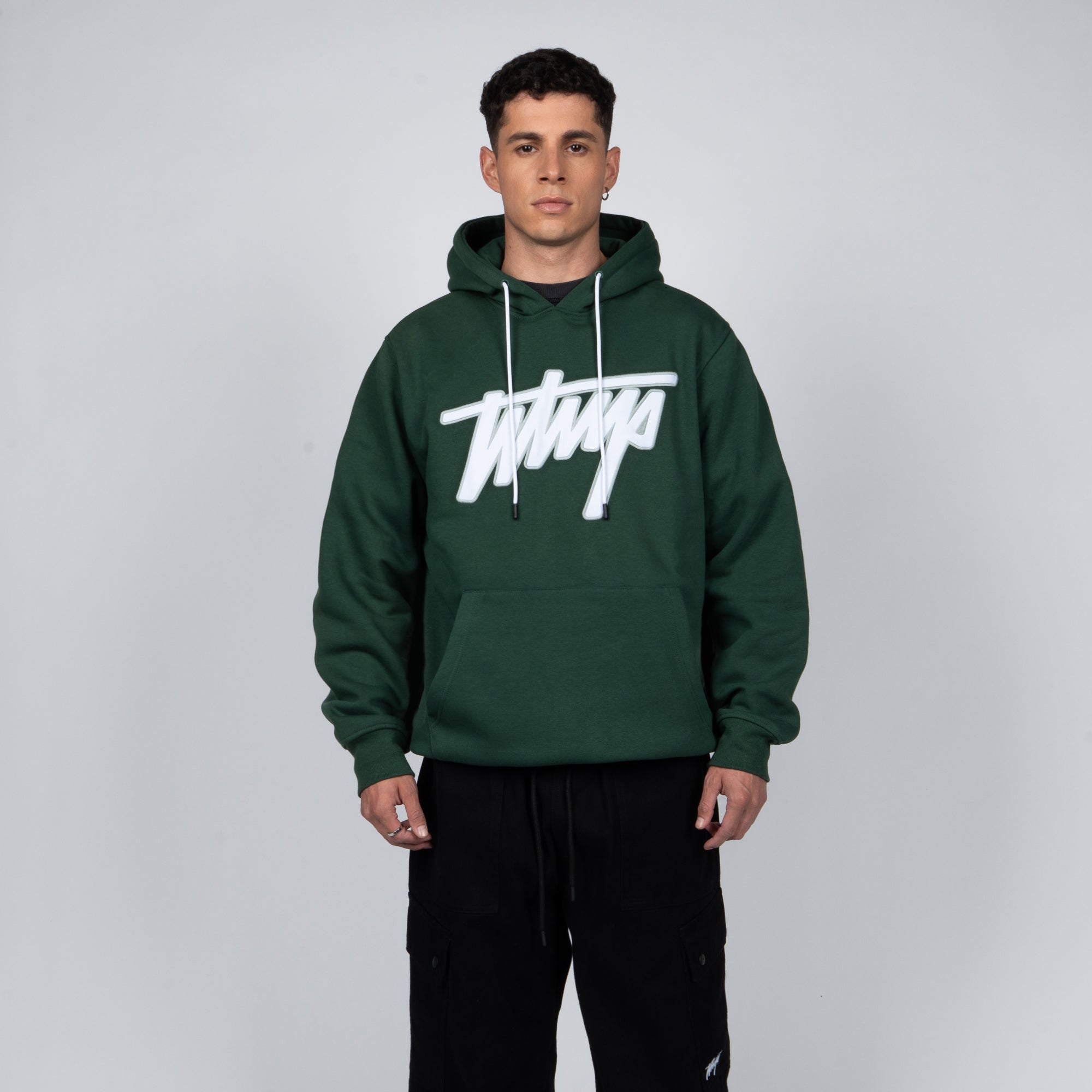 Polerón Whatup Hombre Hoodie Green Logo White