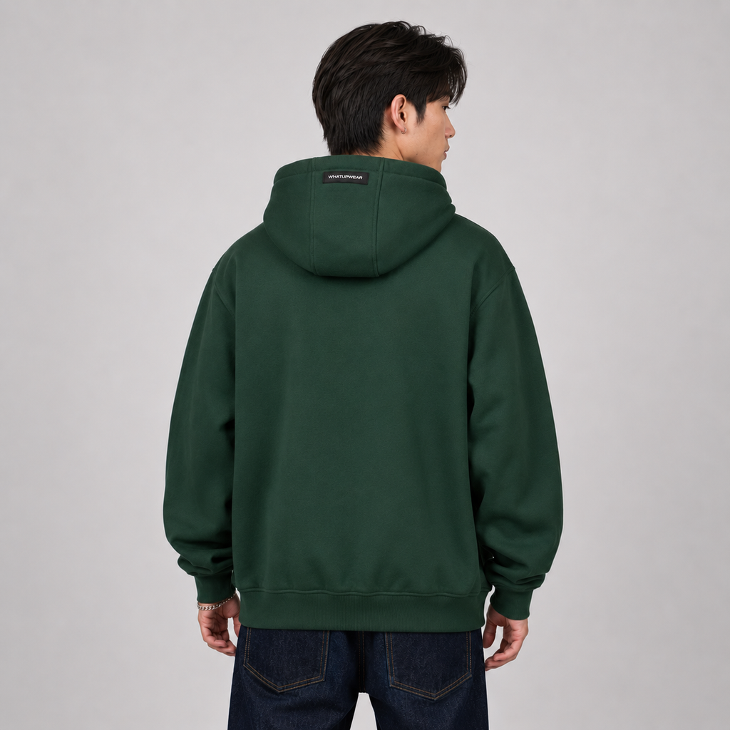 Polerón Whatup Hombre Hoodie Green Logo White
