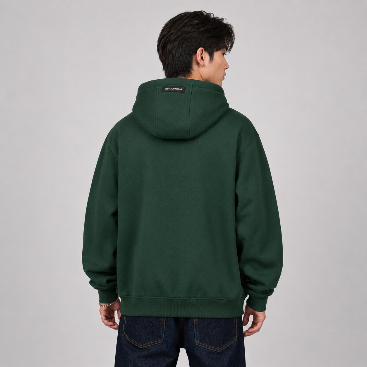 Polerón Whatup Hombre Hoodie Green Logo White