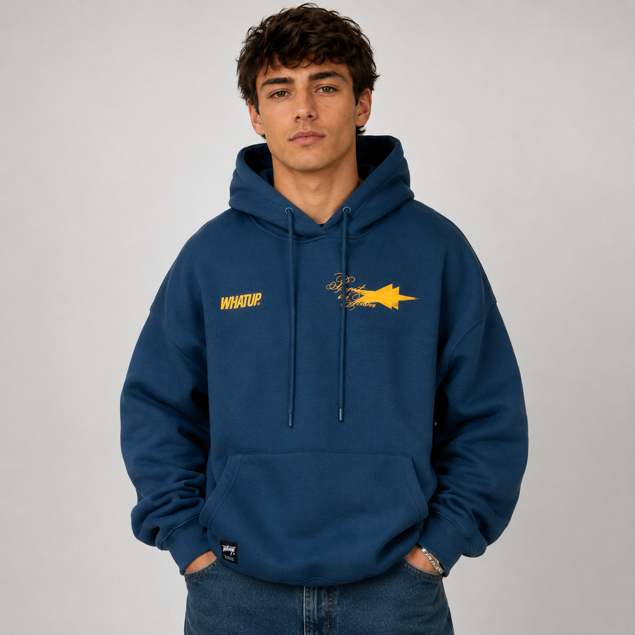 Polerón WhatUp Blue Logo Back